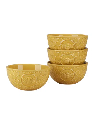 CERTIFIED INTERNATIONAL FRENCH BEES SET OF 4 EMBOSSED HONEYCOMB ICE CREAM BOWLS