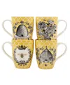 Certified International French Bees Set Of 4 Mugs In Miscellaneous