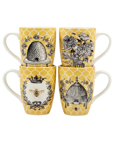 Certified International French Bees Set Of 4 Mugs In Miscellaneous