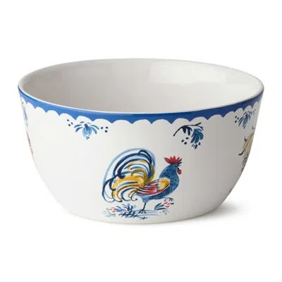 Certified International French Rooster Ceramic Deep Bowl, Rustic 11-inches In Diameter Farmhouse Serving Bowl With Classic R In Multicolored