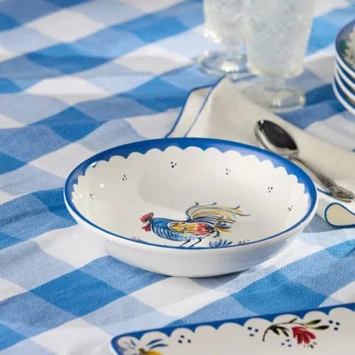 Certified International French Rooster Ceramic Soup Bowl Set Of 4, 9 X 2 Inch Bowls With Classic Rooster Motifs And Cobalt B In Multicolored