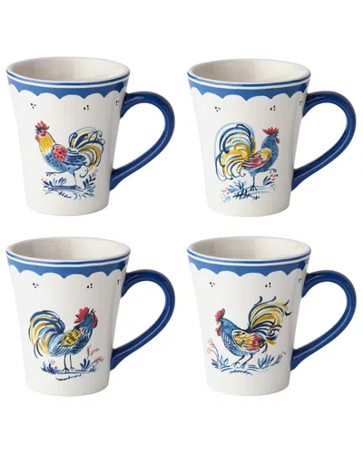Certified International French Rooster Set Of 4 Mugs In Multi