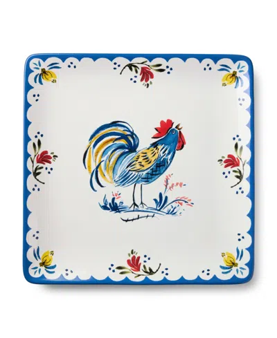 Certified International French Rooster Square Platter In Multi