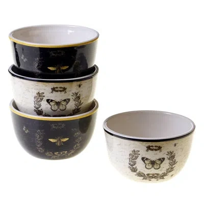 Certified International French Sunflowers Ice Cream Bowl Set In Black;white