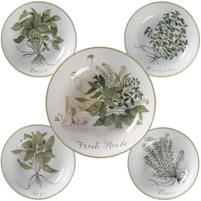 Certified International Fresh Herbs Pasta Bowl Set In Green