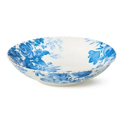 Certified International Gabrielle Blue Porcelain Serving Bowl 12 Inches, Scalloped Floral Toile Bowl With Interior And Exter