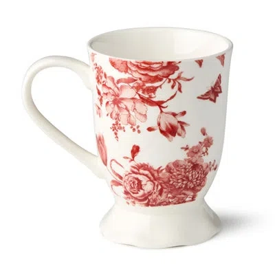 Certified International Gabrielle Rose Porcelain Mug Set Of 6, Scalloped Rose Toile Mugs With Interior And Rim Floral Artwor