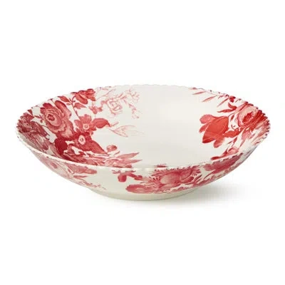 Certified International Gabrielle Rose Porcelain Serving Bowl 12 Inches, Scalloped Floral Toile Bowl With Interior And Exter