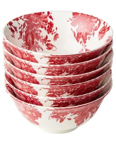 Certified International Gabrielle Rose Set Of 6 All Purpose Bowls In Red