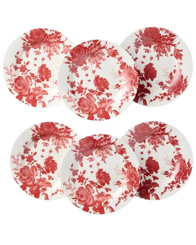 Certified International Gabrielle Rose Set Of 6 Canape Plates In Multi