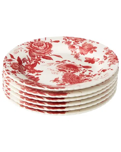 Certified International Gabrielle Rose Set Of 6 Salad Plates In Red
