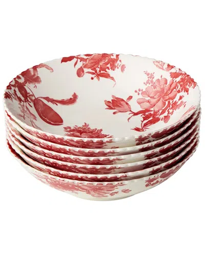 Certified International Gabrielle Rose Set Of 6 Soup Bowls In Red
