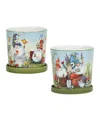 Certified International Garden Gnomes 2- Pc Planter Set With Saucer