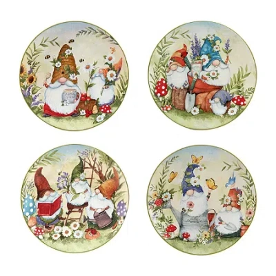 Certified International Garden Gnomes 4-pc. Earthenware Dinner Plate In Multi