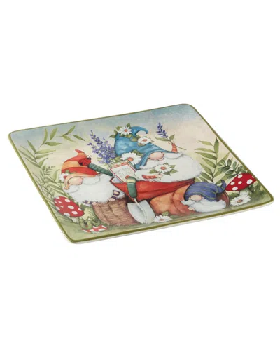 Certified International Garden Gnomes Square Platter 12.5"