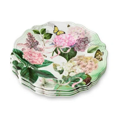 Certified International Garden Path Melamine Salad Plates Set Of 4, 9-inch - Durable And Lightweight With Pink, Purple, And  In White;green;yellow;pink;purple