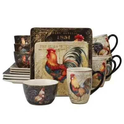 Certified International Gilded Rooster 16-pc. Ceramic Dinnerware Set In Multi