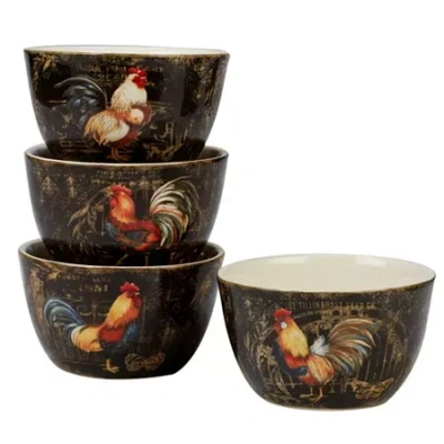 Certified International Gilded Rooster 4-pc. Ceramic Ice Cream Bowl In Multi