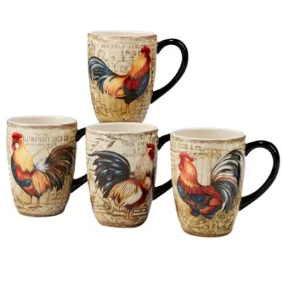 Certified International Gilded Rooster 4-pc. Animal Coffee Mug In Multi