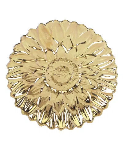CERTIFIED INTERNATIONAL GOLD COAST 3-D SET OF 4 SUNFLOWER DESSERT PLATES