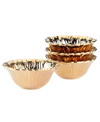 Certified International Gold Coast 3-d Set Of 4 Sunflower Ice Cream Bowls In Miscellaneous