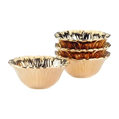 Certified International Gold Coast 4-pc. Earthenware Ice Cream Bowl In Yellow