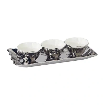 Certified International Gold Coast 4-pc. Porcelain Dipping Bowl In Silver
