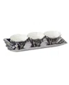Certified International Gold-silver Tone Coast 4 Piece Set Tray And Condiment Bowls In Silver