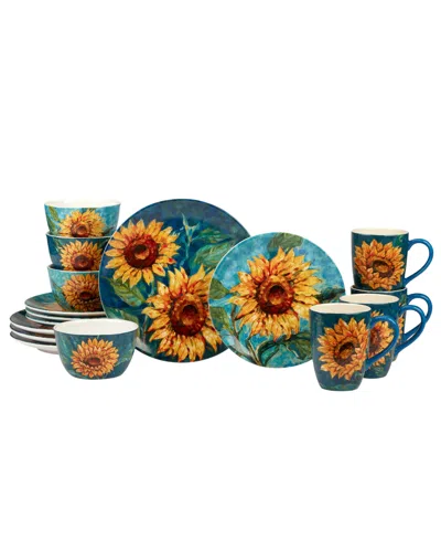 Certified International Golden Sunflowers 16pc Dinnerware Set, Service For 4 In Miscellaneous
