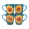 Certified International Golden Sunflowers 4-pc. Coffee Mug In Blue