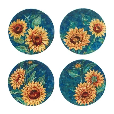 Certified International Golden Sunflowers 4-pc. Earthenware Dinner Plate In Multi