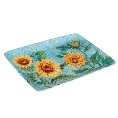 Certified International Golden Sunflowers Rectangular Platter In Blue;green;yellow