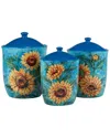 Certified International Golden Sunflowers Set Of 3 Canisters