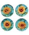 Certified International Golden Sunflowers Set Of 4 Salad Plates In Miscellaneous