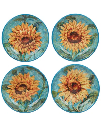 Certified International Golden Sunflowers Set Of 4 Soup Bowls In Animal Print