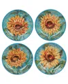 Certified International Golden Sunflowers Set Of 4 Dinner Plates In Miscellaneous