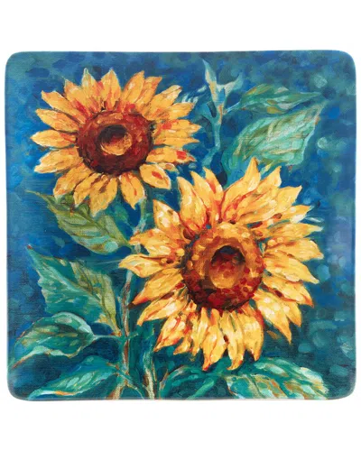 Certified International Golden Sunflowers Square Platter In Multi