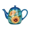 Certified International Golden Sunflowers Teapot In Blue