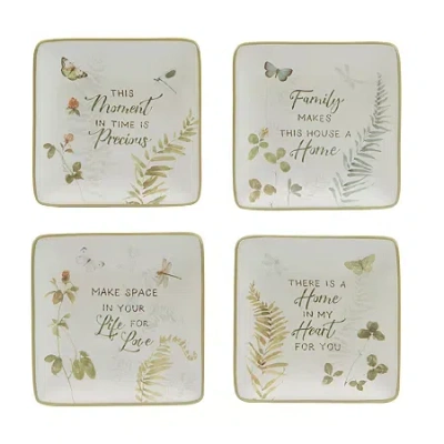 Certified International Green Fields 4-pc. Earthenware Appetizer Plate In White