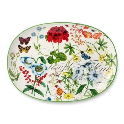 Certified International Greenhouse Oval Platter 16" X 12" In Blue;green;red;pink