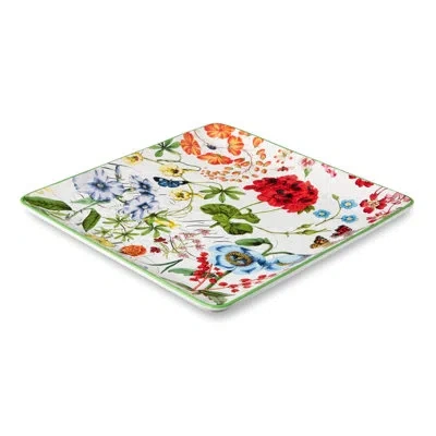 Certified International Greenhouse Square Platter 12.5" In Blue;green;red;pink;orange