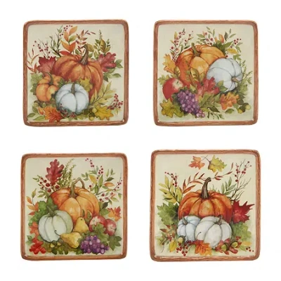 Certified International Harvest Blessings 4-pc. Earthenware Appetizer Plate In Multi