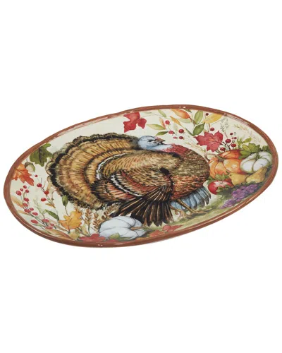 Certified International Harvest Blessings Oval Turkey Platter In Multi