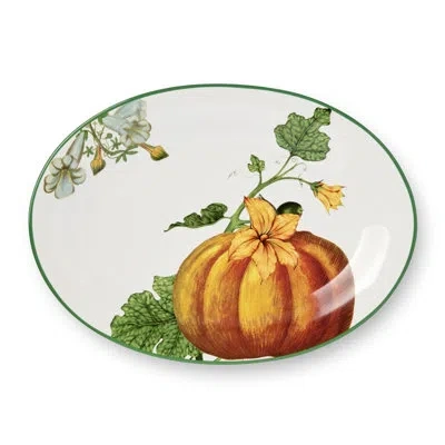 Certified International Harvest Fields 14” X 10” Ceramic Oval Platter – Elegant Farmhouse Serving Dish With Autumn Pumpkin D In White;green;red;yellow;orange