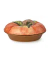 Certified International Harvest Fields 3-d Pumpkin Covered Pie Carrier In Orange