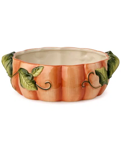 CERTIFIED INTERNATIONAL CERTIFIED INTERNATIONAL HARVEST FIELDS 3D PUMPKIN SHALLOW SERVING DISH