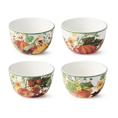 Certified International Harvest Fields 4-pc. Ceramic Ice Cream Bowl In Orange