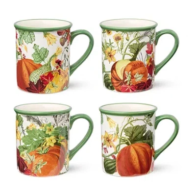 Certified International Harvest Fields 4-pc. Holiday Coffee Mug In Multi