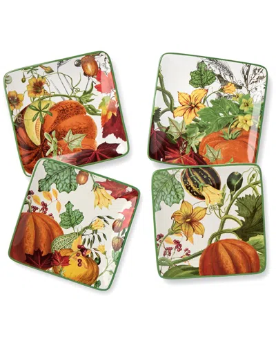Certified International Harvest Fields Set Of 4 Canape Plates In Multi