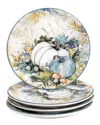 Certified International Harvest Gatherings Set Of 4 Dessert Plates In Blue
